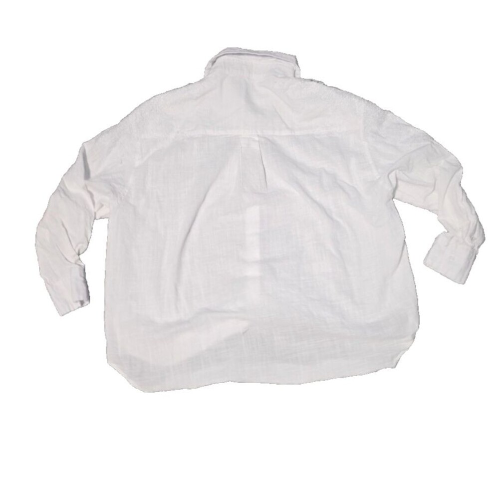 Valentino Made In Italy White Crochet Lace Overly Button Front S Linen/Cotton - Picture 6 of 10